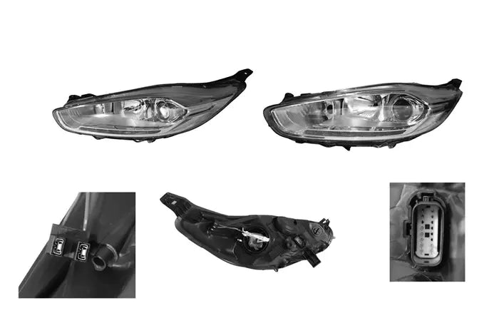 2013-2019 Ford Fiesta WZ ST Headlight (Left Hand Side, Halogen, Chrome)