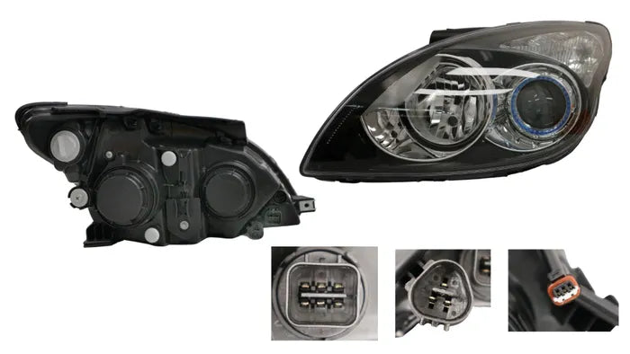 2009-2012 Hyundai i30 FD Headlight (left hand side, Black, H7/H1, Manual Adjuster)
