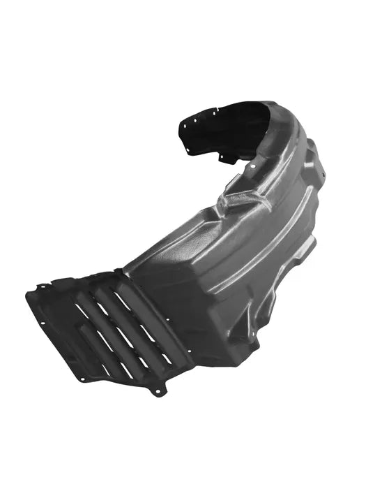 A black molded plastic automotive body panel, likely a fender or side skirt, shown on a plain white background.

