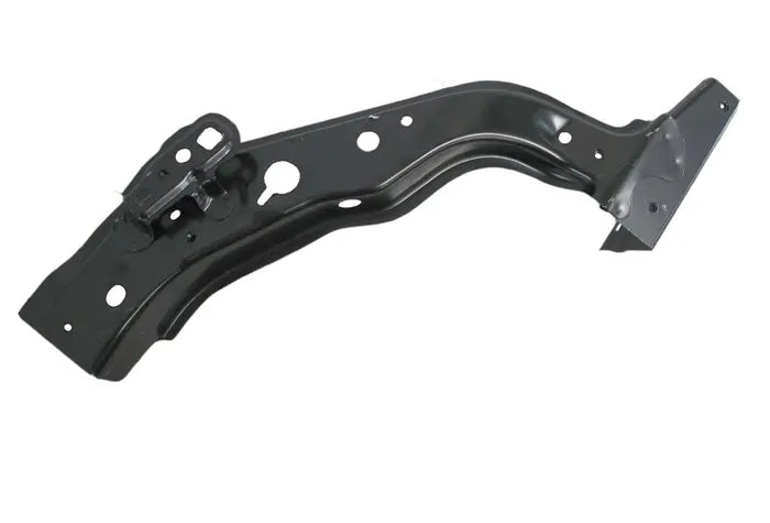 A black metal automotive suspension bracket, likely a control arm or stabilizer bar, shown on a plain white background.

