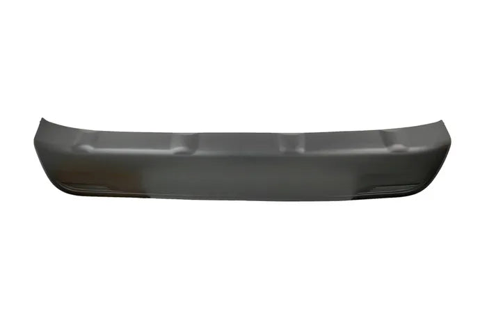 A dark gray automotive rear bumper cover or lip, shown horizontally against a plain white background.

