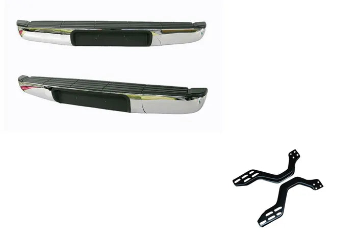 2006-2011 Mazda BT-50 UN Rear Chrome Step Bar (Flat Top) with Rubber & Brackets