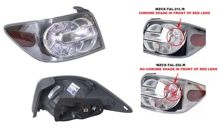 2006-2009 Mazda CX-7 ER Tail Light (left hand side, with Chrome Shade)