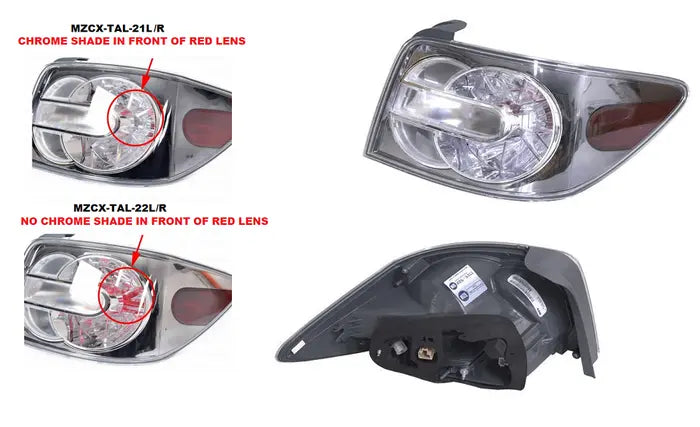 2006-2009 Mazda CX-7 ER Tail Light (Right Hand Side) with Chrome Shade