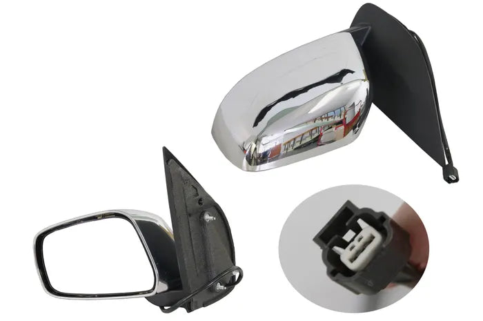 2005-2015 Nissan Navara D40 Electric Door Mirror (Left Hand Side) Chrome, 3 Pin Plug
