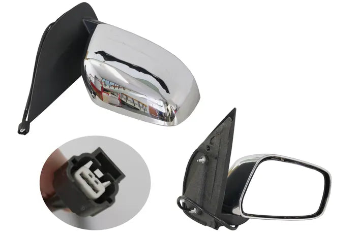 2005-2015 Nissan Navara D40 Electric Door Mirror (Right Hand Side) Chrome, 3 Pin Plug