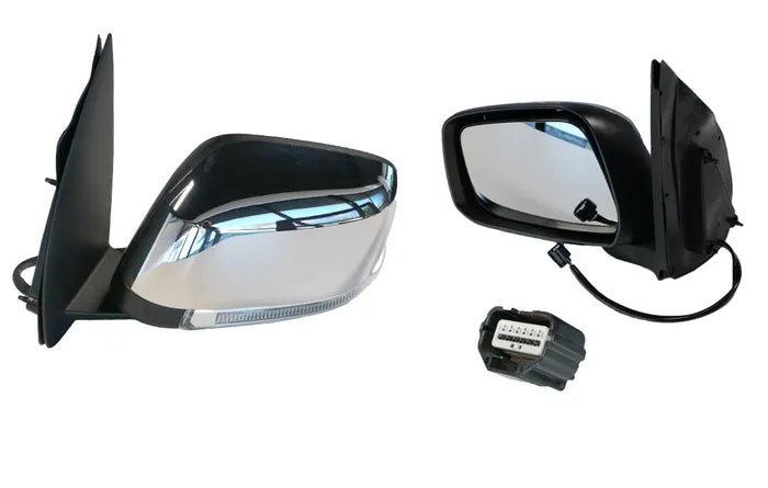 2005-2015 Nissan Navara D40 Door Mirror (Left Hand Side, with Blinker Light, Puddle Light and Heating) Chrome