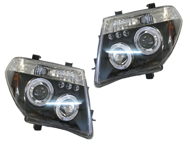 2005-2010 Nissan Navara D40 Headlight Set (Black LED Projector, 2 Piece)