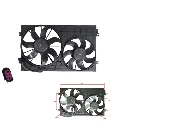 2009-2013 Skoda Octavia 1Z Radiator Fan (250mm Mount Bracket)
