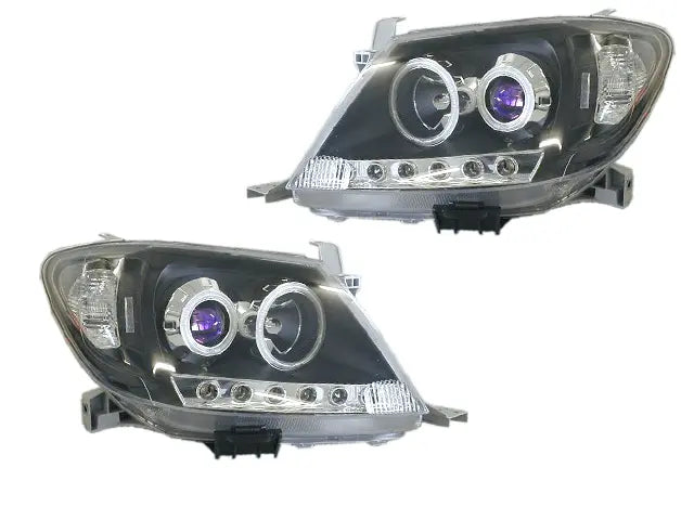 2005-2011 Toyota Hilux Headlight Set (Projector, Black, 2 Piece)