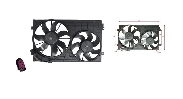 2005-2016 Volkswagen Beetle Radiator & A/C Condenser Fan (Dual)